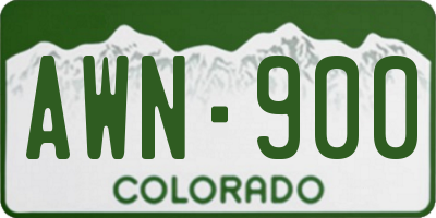 CO license plate AWN900