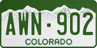 CO license plate AWN902