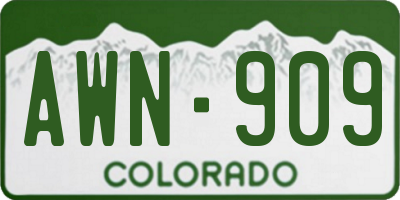 CO license plate AWN909