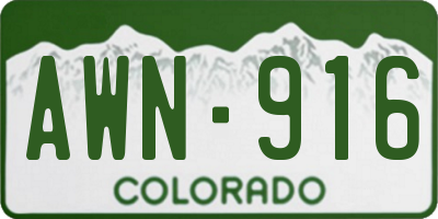 CO license plate AWN916