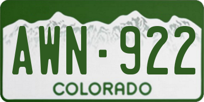 CO license plate AWN922