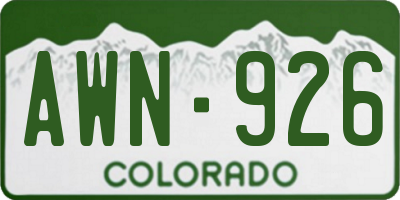 CO license plate AWN926