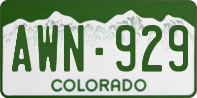 CO license plate AWN929