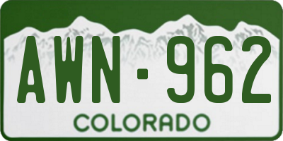 CO license plate AWN962