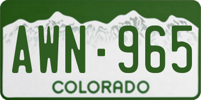 CO license plate AWN965