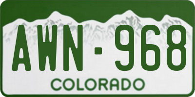 CO license plate AWN968