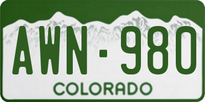 CO license plate AWN980