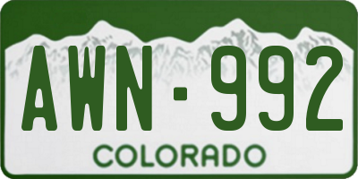 CO license plate AWN992