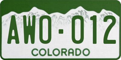 CO license plate AWO012