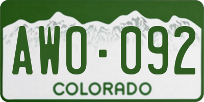 CO license plate AWO092