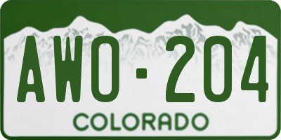 CO license plate AWO204