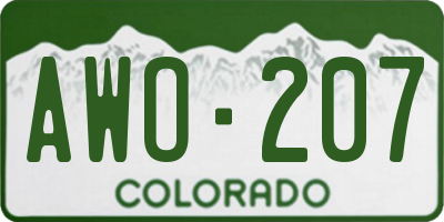 CO license plate AWO207