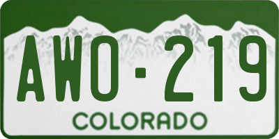 CO license plate AWO219