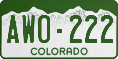 CO license plate AWO222