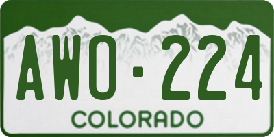 CO license plate AWO224