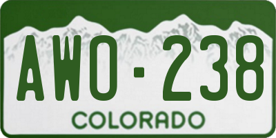 CO license plate AWO238