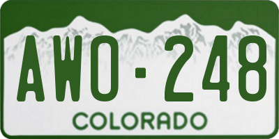 CO license plate AWO248