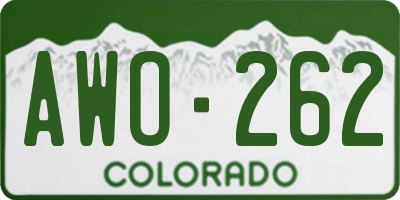 CO license plate AWO262
