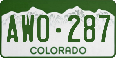 CO license plate AWO287