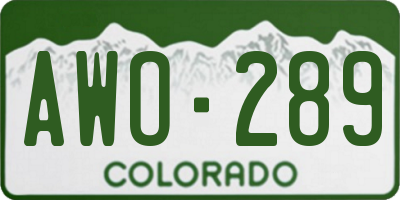 CO license plate AWO289