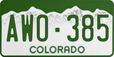 CO license plate AWO385