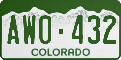 CO license plate AWO432