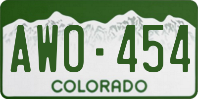CO license plate AWO454