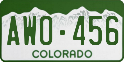 CO license plate AWO456