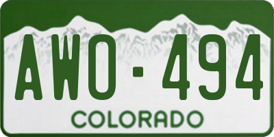CO license plate AWO494