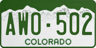 CO license plate AWO502