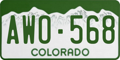 CO license plate AWO568