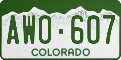 CO license plate AWO607
