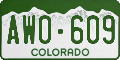 CO license plate AWO609
