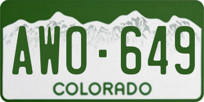 CO license plate AWO649