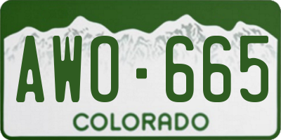 CO license plate AWO665