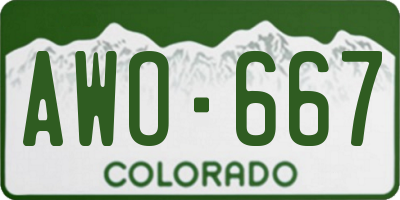 CO license plate AWO667