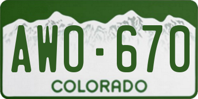 CO license plate AWO670