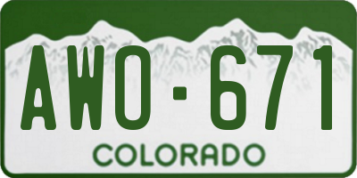 CO license plate AWO671