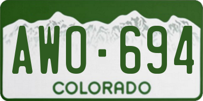 CO license plate AWO694