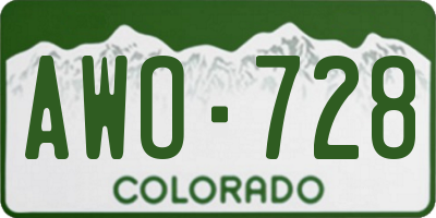 CO license plate AWO728