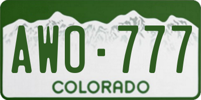 CO license plate AWO777