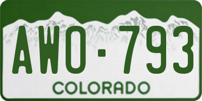 CO license plate AWO793