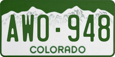 CO license plate AWO948