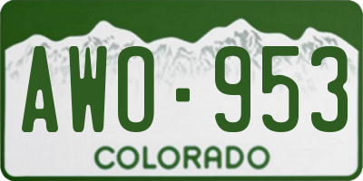 CO license plate AWO953