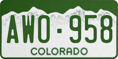 CO license plate AWO958