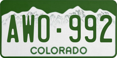CO license plate AWO992