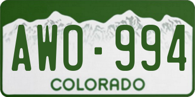 CO license plate AWO994