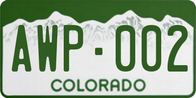 CO license plate AWP002
