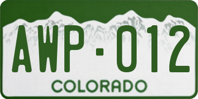 CO license plate AWP012