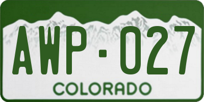 CO license plate AWP027